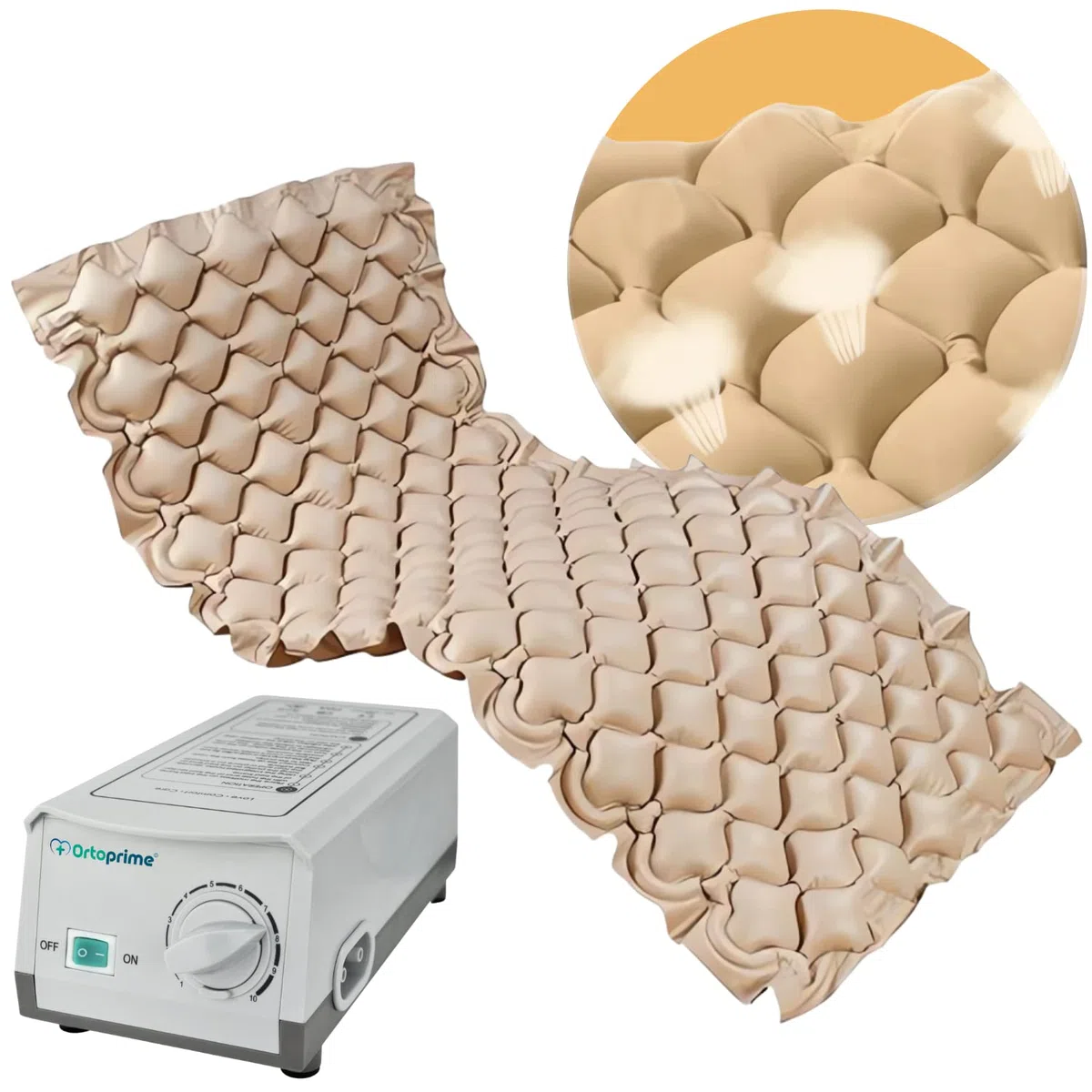 OrtoPrime Colchón Antiescaras Celdas Aire Alternante con Compresor Silence Confort Incluido - Colchones Antiescara - Colchón Anti úlceras escaras para Cama - colchon para Escaras 200x90x7cm