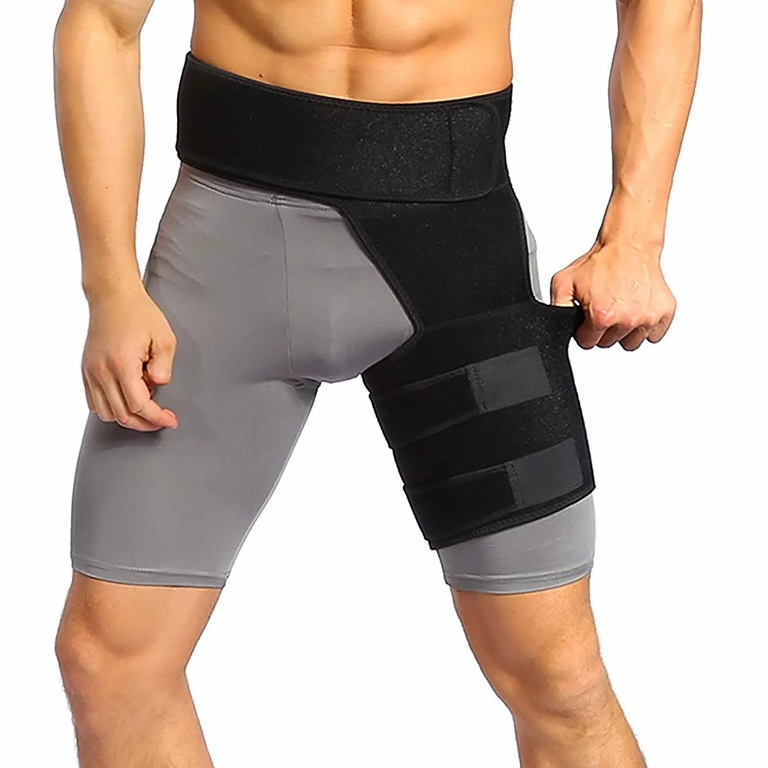 Manga de compresión para muslos para aliviar el dolor de ciática, soporte de compresión para piernas, caderas, ciática, cuádruple, tensiones musculares, estabilizador de apoyo para las articulaciones