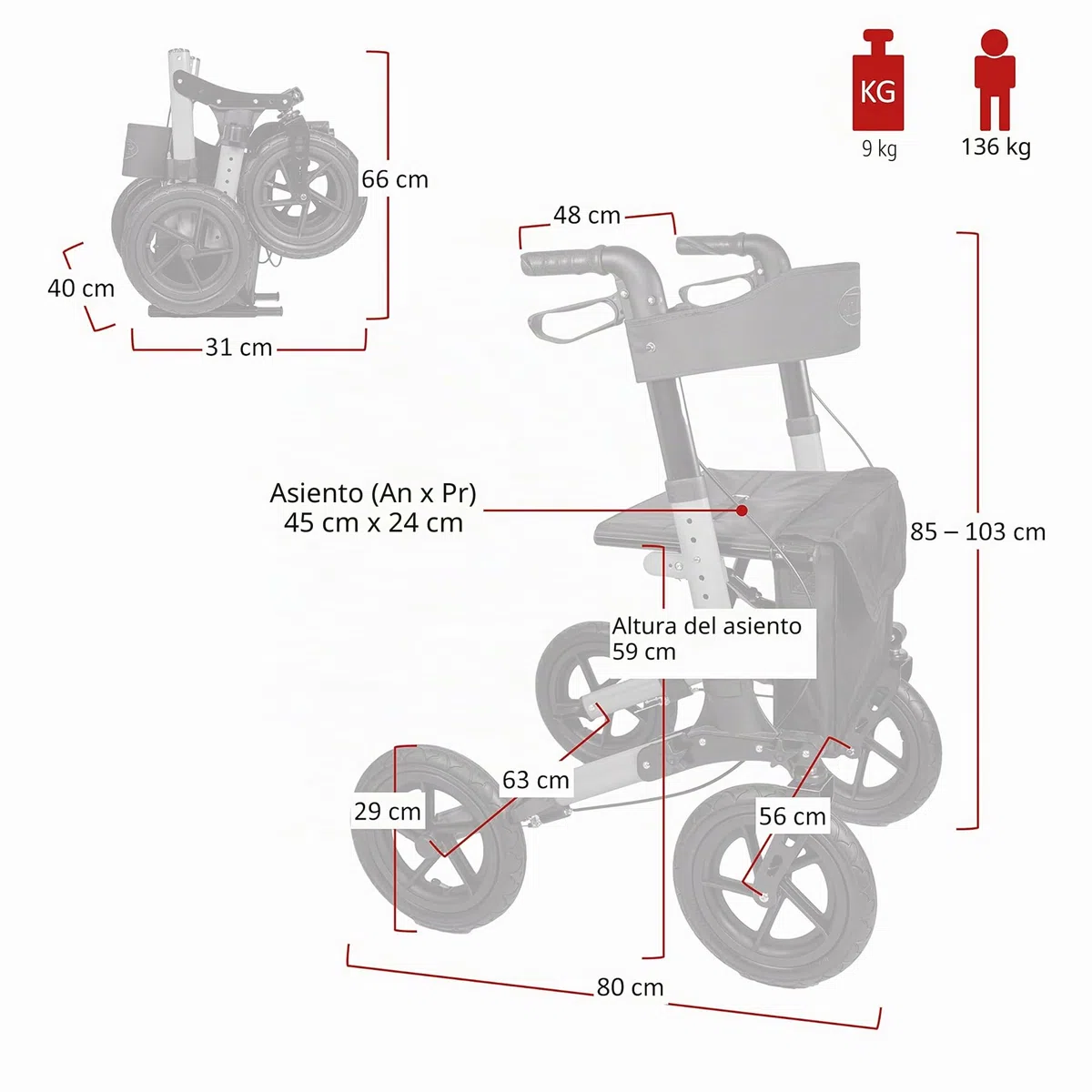 Antar AT51036 - Andador plegable para exteriores (9800 g)