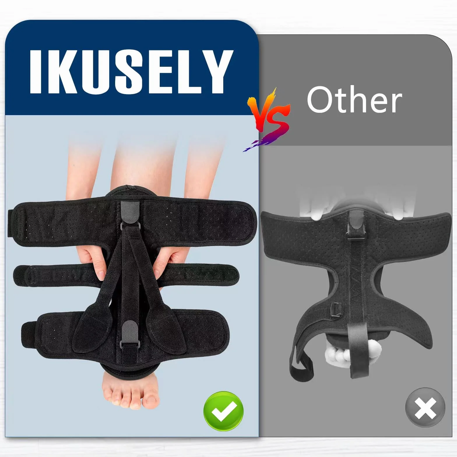 Plantar Fasciitis Night Splint, Plantar Fasciitis Relief Brace, 3 correas ajustables Plantar Fasciitis Night Splint Relief Plantar Fasciitis, Foot Drop, Aquiles Tendonitis, Day&Night , Black