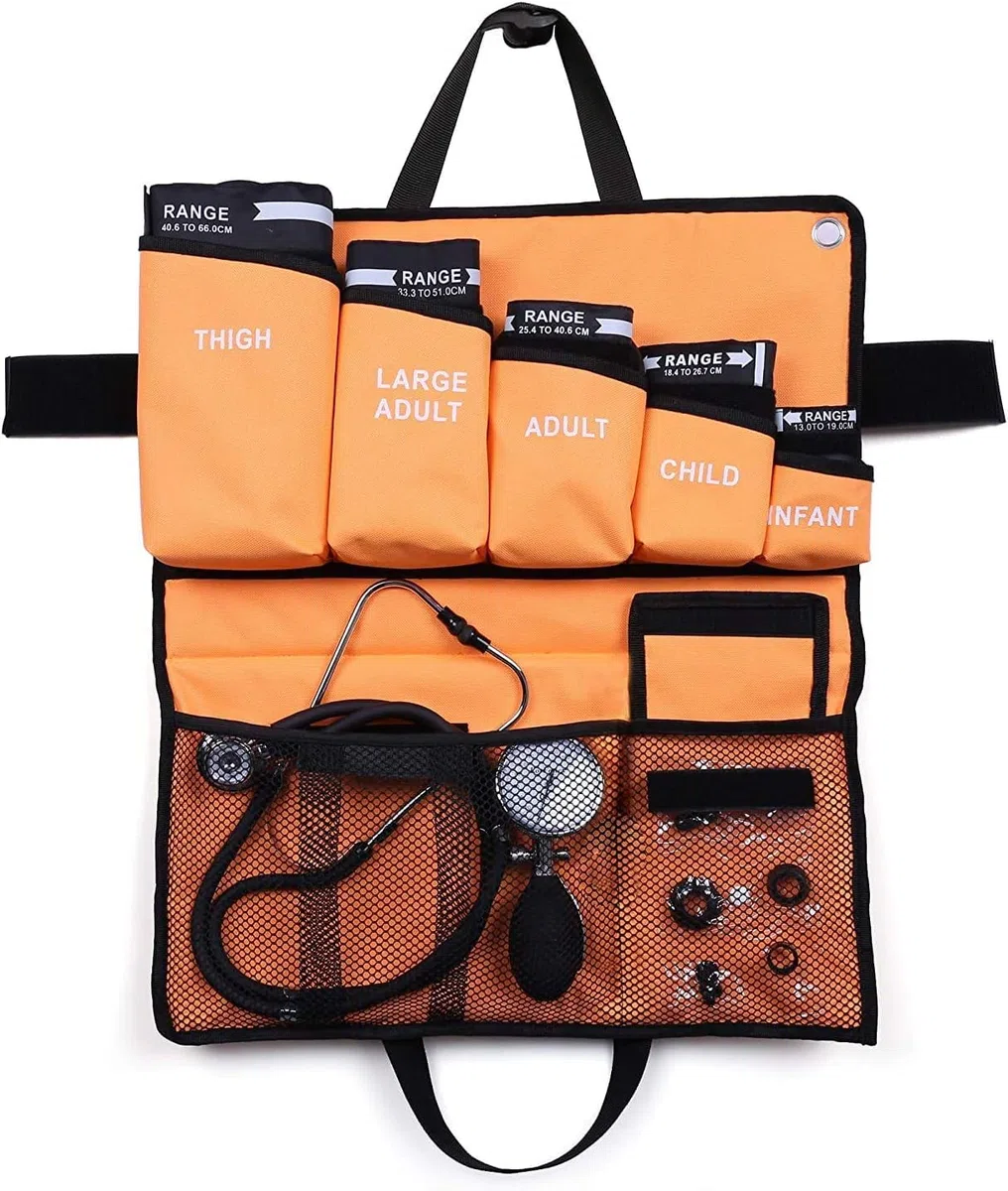 LotFancy 5 en 1 Esfigmomanómetro Aneroide Profesional con Doble Estetoscopio y 5 Puños de Tamaño, Tensiometro Monitor Manual de Presión Arterial Manual para Adultos, Niños con Estuche PortátiI