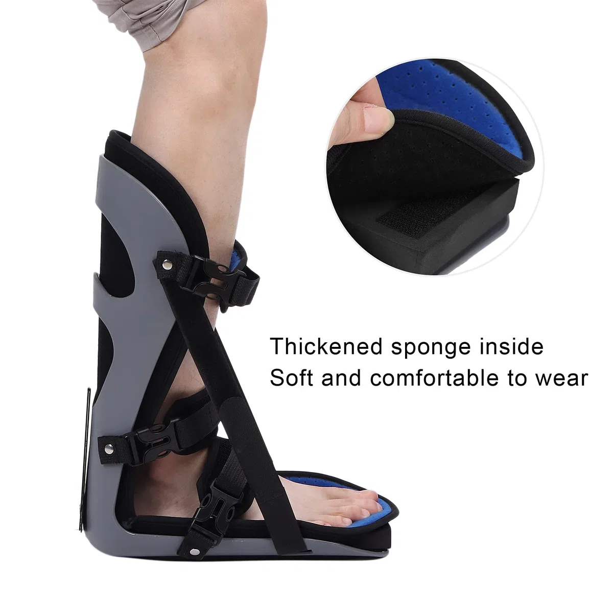 Estabilizador De Soporte Para Tobillo, Férula Con Forro De Espuma Suave, Soporte Ajustable Para Fascitis Plantar Con Correas De Doble Tensión(M)