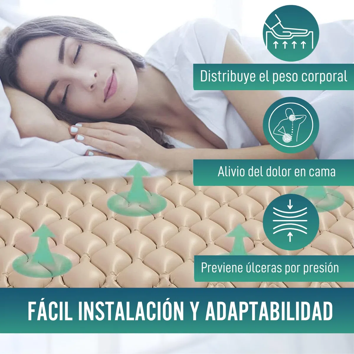 OrtoPrime Colchón Antiescaras Celdas Aire Alternante Repuesto SIN COMPRESOR Colchón antiescaras Hinchable - Colchon antiescaras 90x190-200 Cama articulada Colchones Antiescaras Ancianos Anti-ÚLCERAS