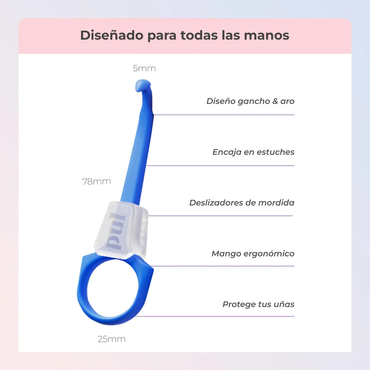 PUL Herramienta para masticar y quitar alineadores transparentes 2 en 1 PUL - Rosa | Combo masticable + removedor de ortodoncia | Accesorio dental higiénico, reutilizable y sin BPA para Invisalign