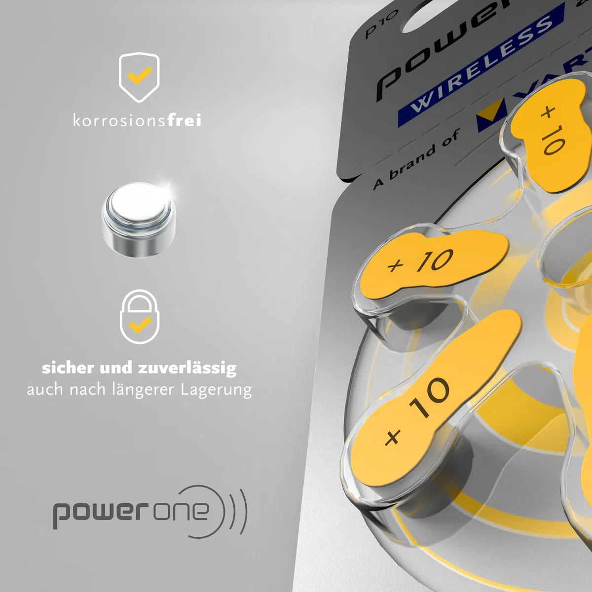 Varta baterías de aparato para ayuda para sordos 60 piezas Varta Powerone p10 PR70 100 mAh 1,4 V