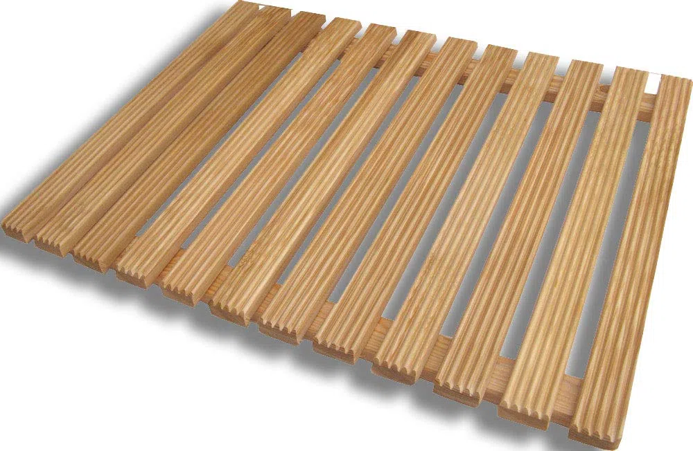 Castelmerlino Tarima para ducha en madera de alerce 55x69 cm para platos de ducha 70x90