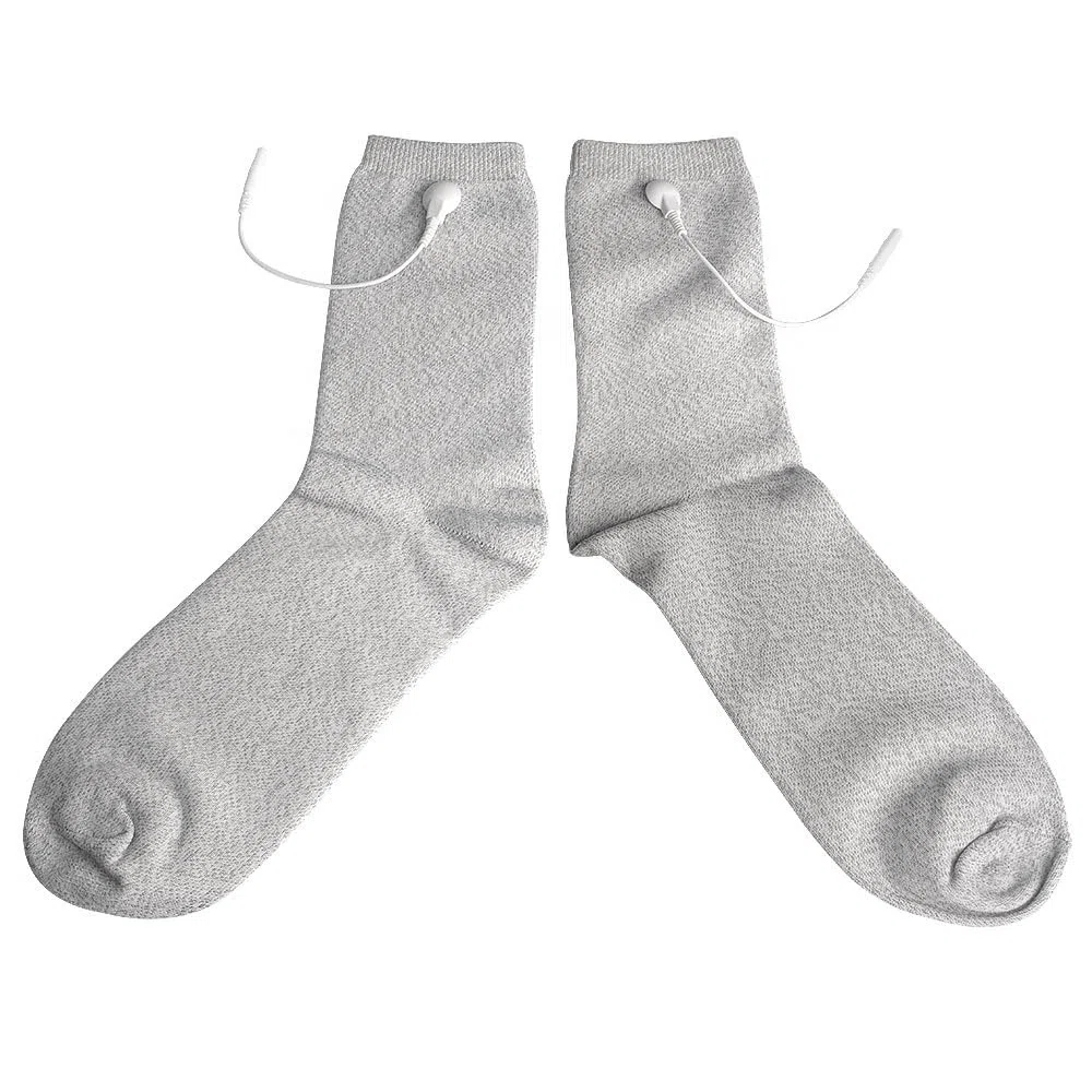 CareforYou Calcetines de electroterapia con contactos de electrodos grises para dispositivos TENS