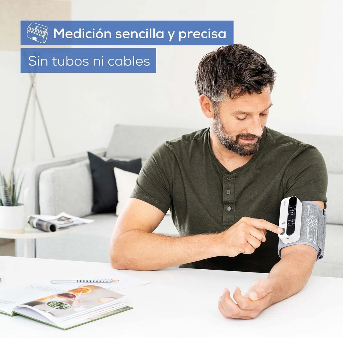 Beurer BM 59 Tensiómetro de Brazo, Brazalete Sin Tubos, Indicador de Riesgo LED, Detección de Arritmias, 22-42 cm, App, Apple Health