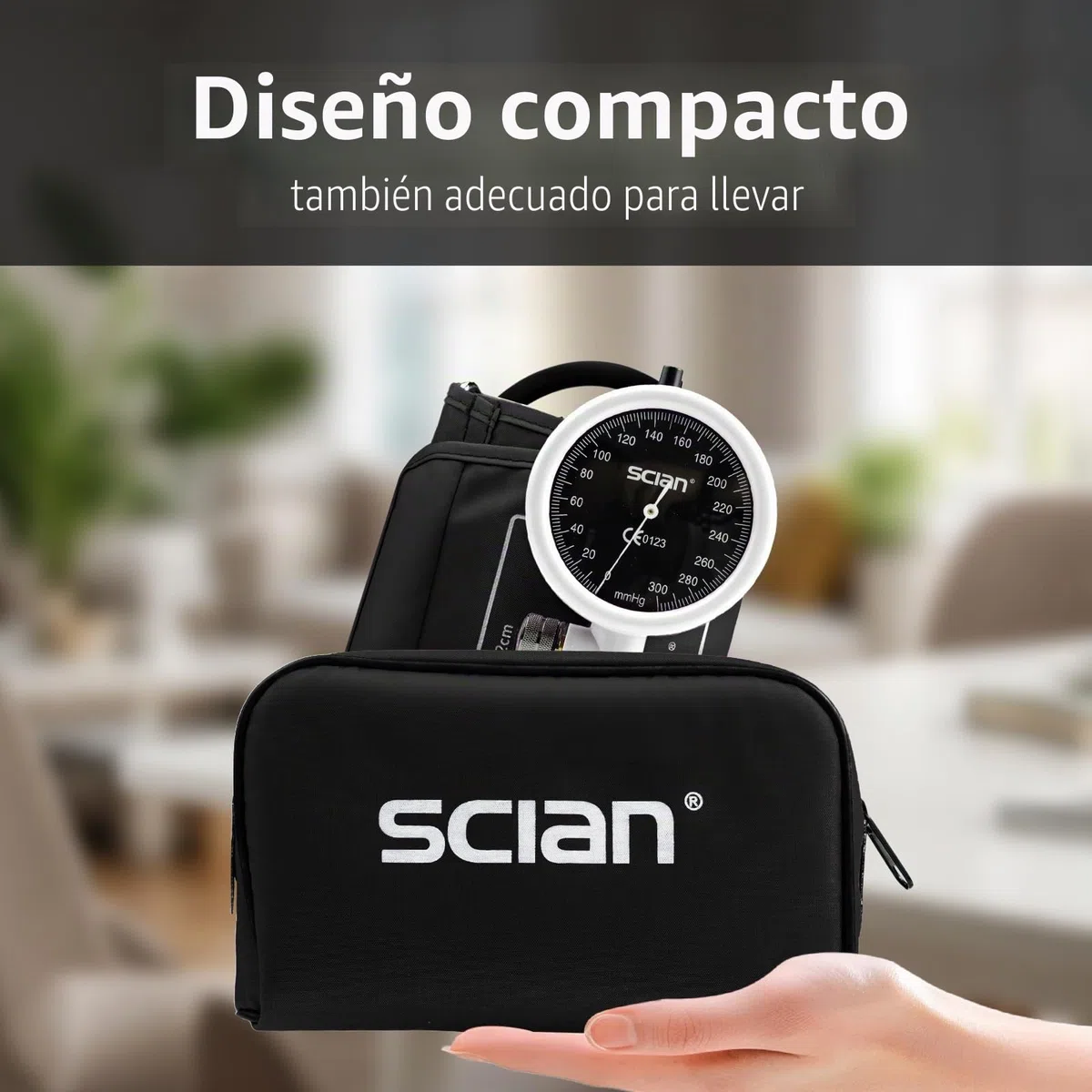 SCIAN - Tensiómetro manual de brazo aneroide con brazalete europeo (22-42 cm), incluye bolsa de transporte para enfermeras, médicos y personas mayores